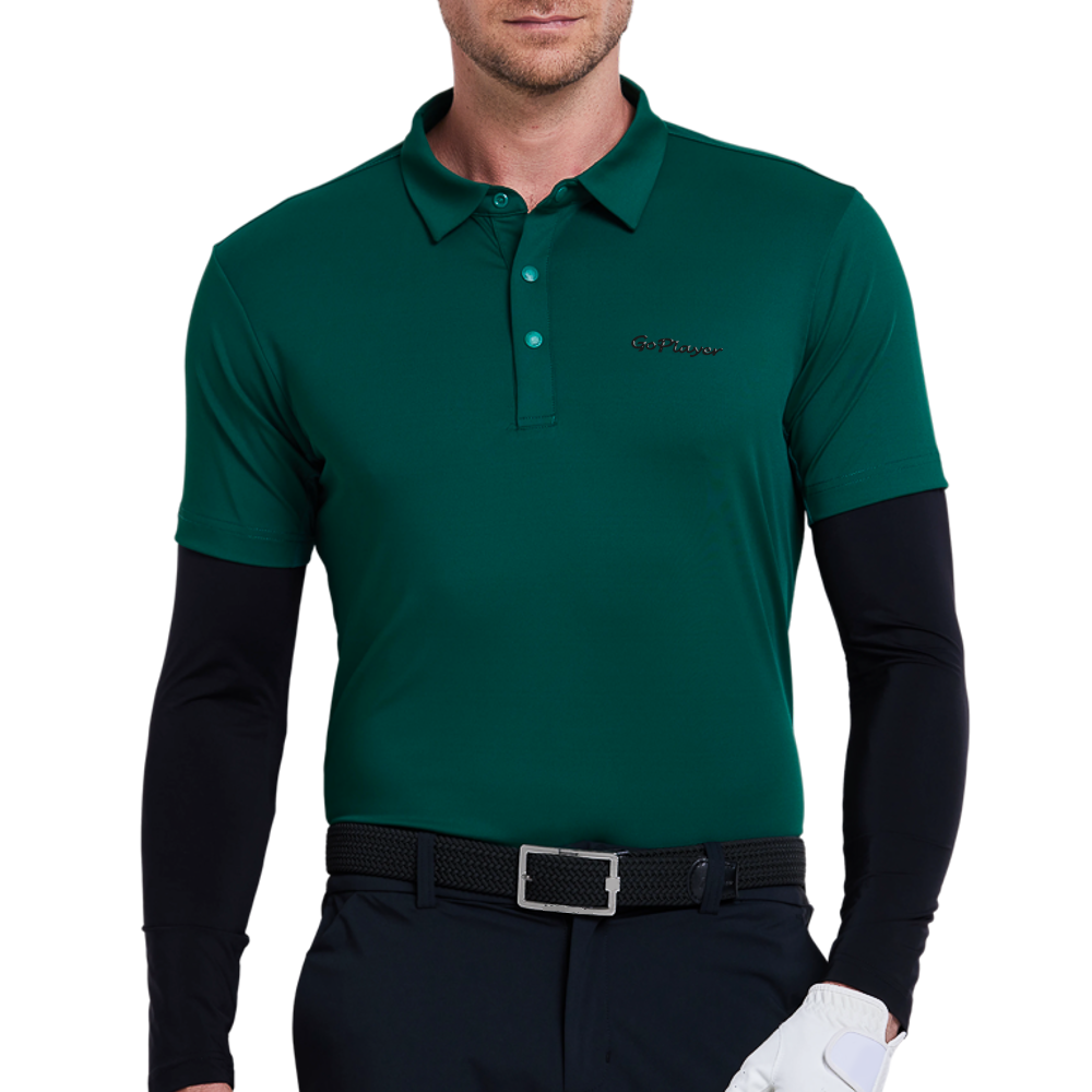 Men's moisture-wicking short-sleeved shirt (dark pine green)