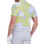 Male celebrity Kong's breathable printed short-sleeved shirt (grey-yellow)