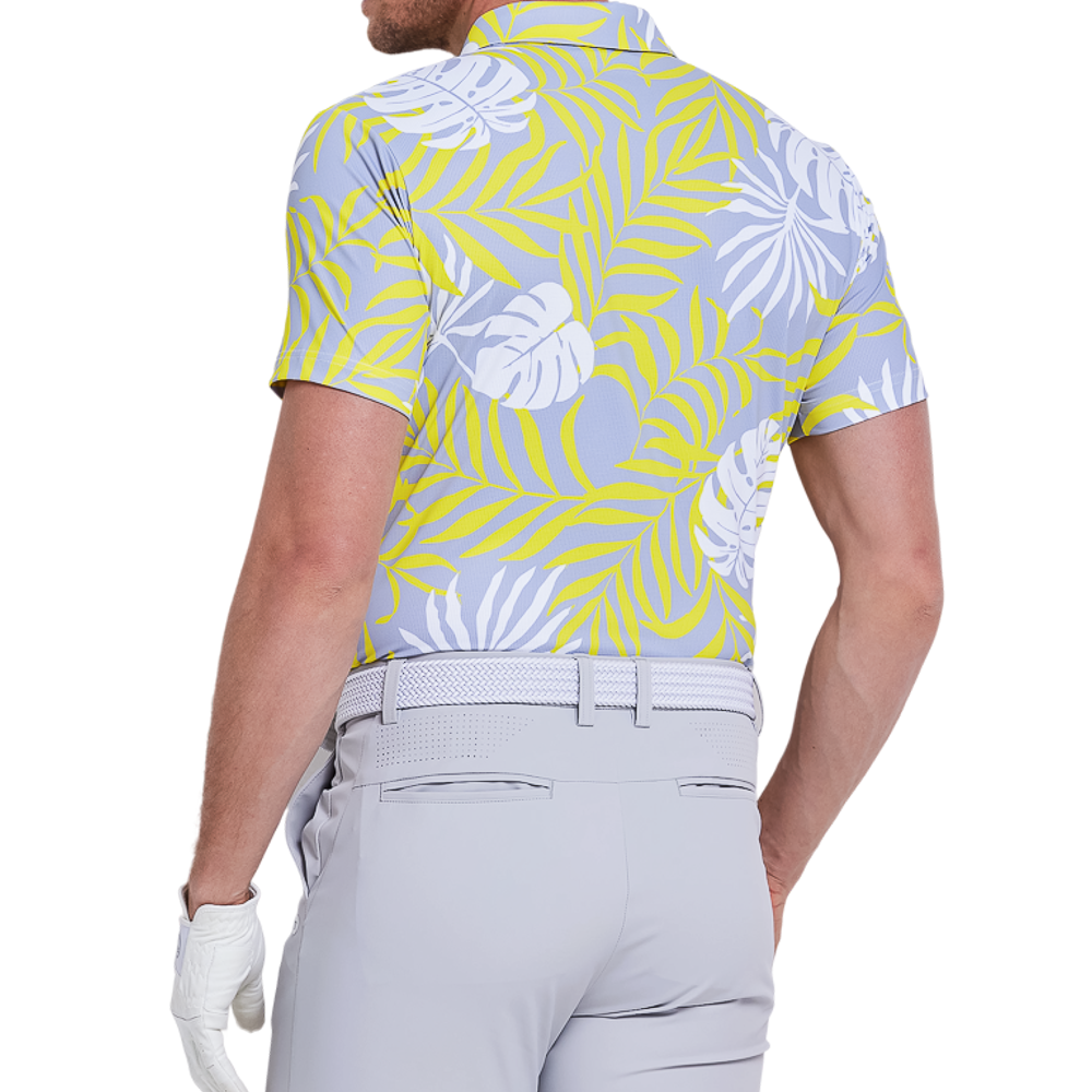 男性有名人コングの通気性プリント半袖シャツ（グレーイエロー）