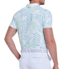 Male celebrity Kong's breathable printed short-sleeved shirt (white and green)