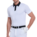 メンズ カラーブロックカラー クールタッチ 半袖シャツ（ホワイト）