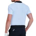 Men's color-blocked collar cool-feel short-sleeved shirt (icy blue)