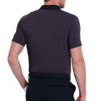 Men's color-blocked collar cool-feel short-sleeved shirt (dark brown/grey)