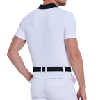 Men's color-blocked collar cool-feel short-sleeved shirt (white)