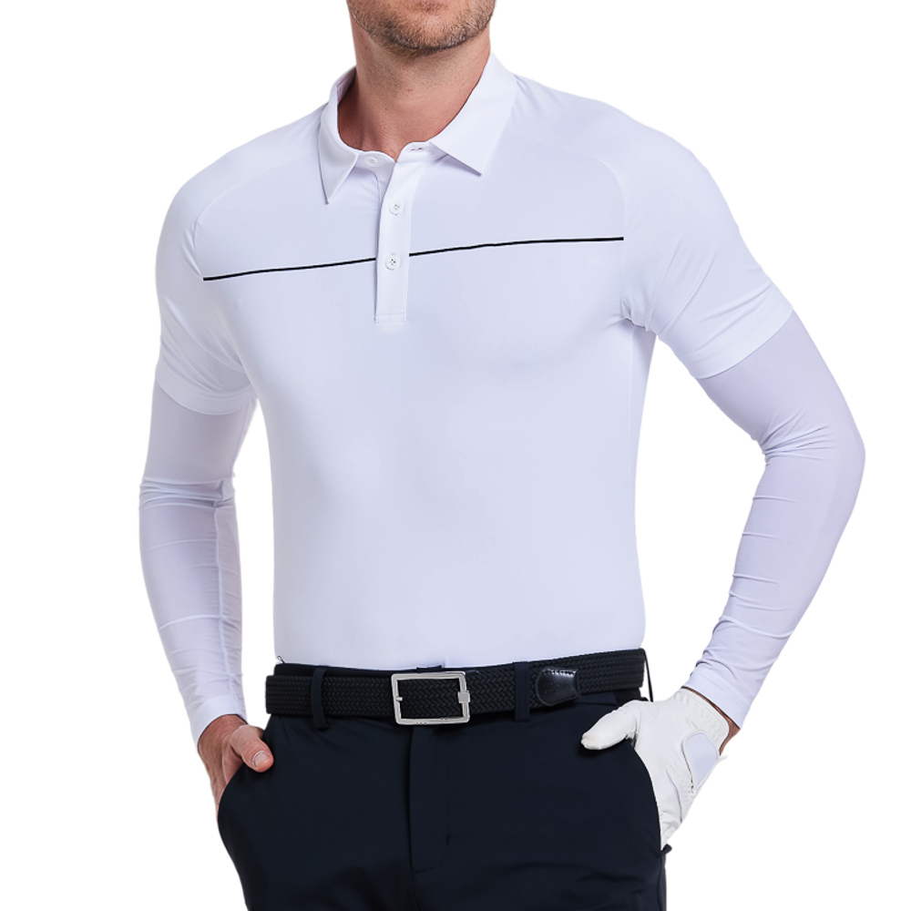 Men's striped short-sleeved shirt (white)