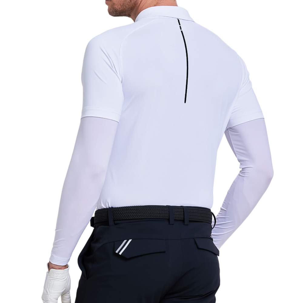 メンズストライプ半袖シャツ（ホワイト）