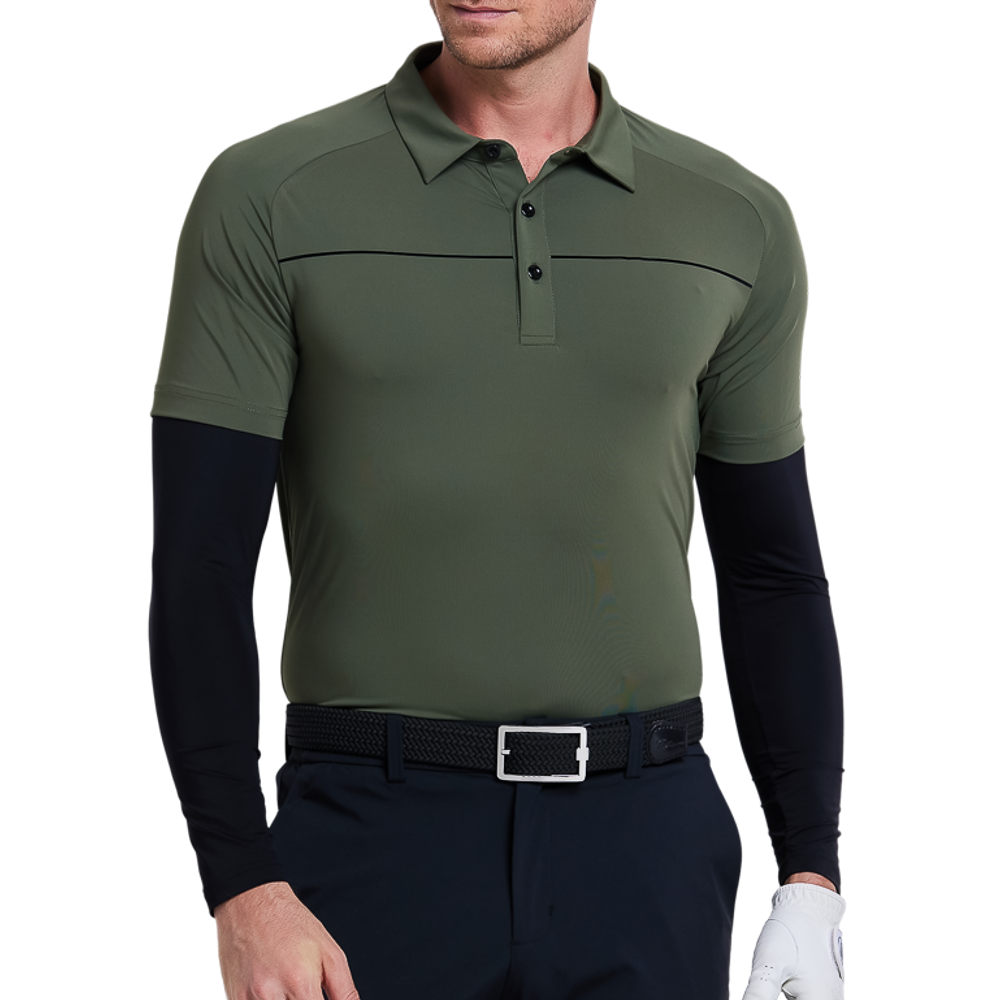 男綫條穿越短袖(軍綠)