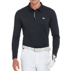 Men's high-density collared long-sleeved shirt (black)