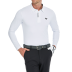 Men's high-density collared long-sleeved shirt (white)