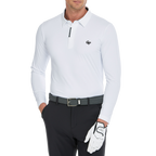 Men's high-density collared long-sleeved shirt (white)