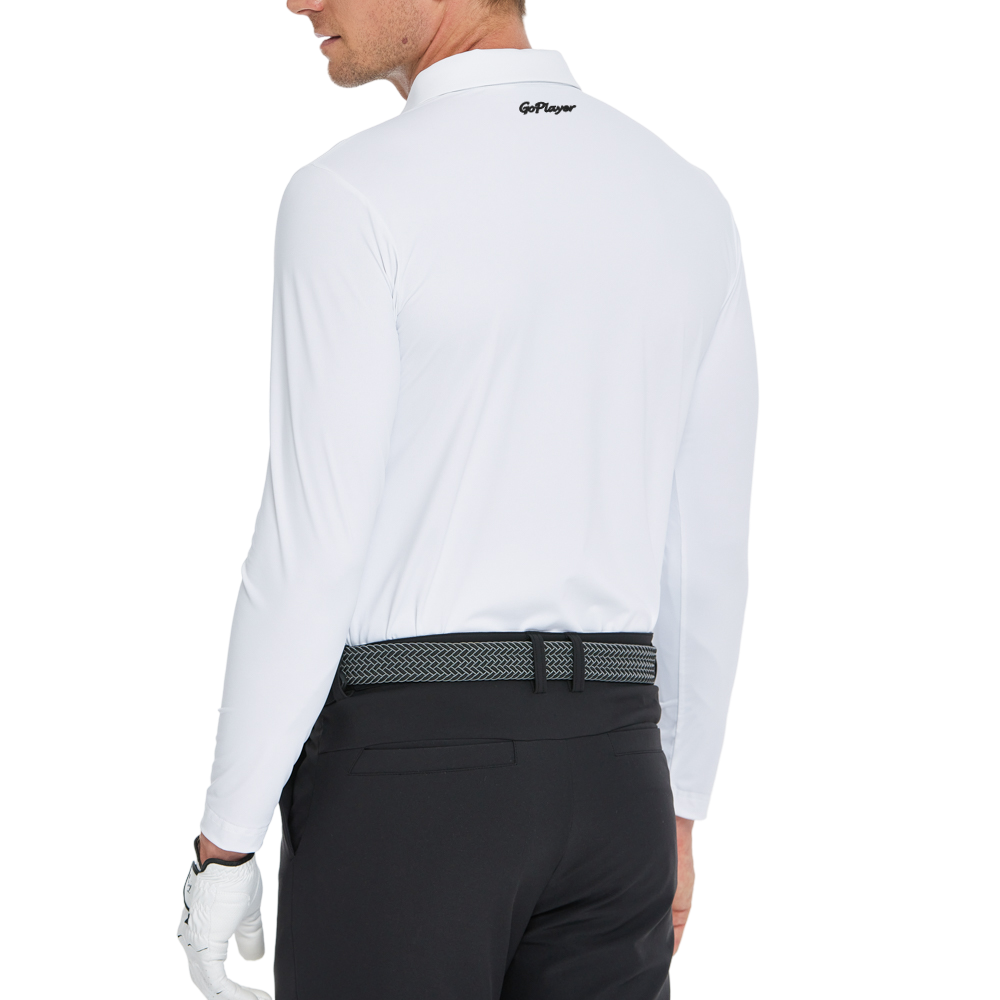 Men's high-density collared long-sleeved shirt (white)