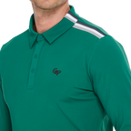 Men's Mercerized Fleece Long-Sleeved Shirt with Turn-Down Collar (Dark Green)