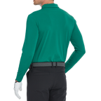 Men's Mercerized Fleece Long-Sleeved Shirt with Turn-Down Collar (Dark Green)