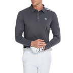 Men's Mercerized Fleece Long-Sleeved Collared T-Shirt (Grey)