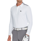 Men's Mercerized Fleece Collared Long-Sleeved Shirt (White)