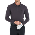Men's Cool-Feel Long-Sleeve Polo Shirt (Dark Brown/Gray)