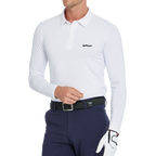 メンズ クールフィール 長袖 襟付きトップス (ホワイト)