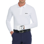 メンズ クールフィール 長袖 襟付きトップス (ホワイト)