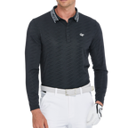 Men's Diamond Pattern Knit Jacquard Long-Sleeve Top (Black)