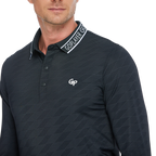 Men's Diamond Pattern Knit Jacquard Long-Sleeve Top (Black)