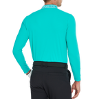 メンズ ダイヤモンド柄 ニットジャカード 長袖シャツ（シアン/ブルー）