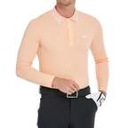 メンズ ダイヤモンド柄 ニットジャカード 長袖シャツ（オレンジ）