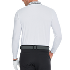 男菱格針織提花長袖(白)