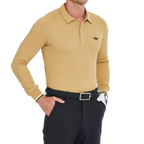 Men's Soft Gloss Long-Sleeved Collared Top (Tao Huang)