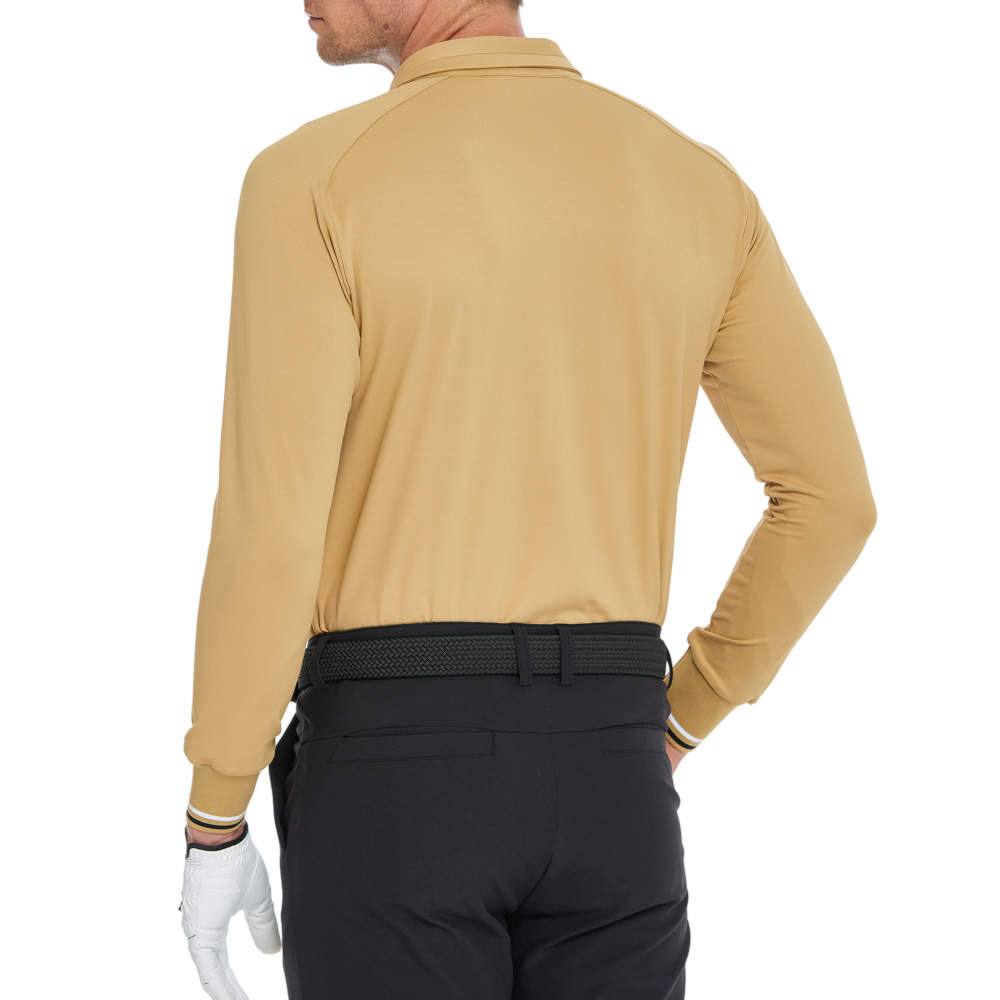 男柔光翻領長袖(陶黃)