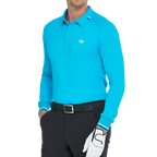 Men's Soft-Light Lapel Long-Sleeve Top (Turquoise Blue)