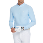 Men's matte brushed stretch fabric stand collar long-sleeved shirt (cashmere blue)