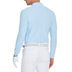 Men's matte brushed stretch fabric stand collar long-sleeved shirt (cashmere blue)