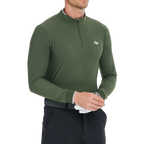 Men's Matte Brushed Elastic Fabric Stand Collar Long-Sleeve (Army Green)