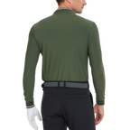 Men's Matte Brushed Elastic Fabric Stand Collar Long-Sleeve (Army Green)