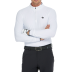 Men's Matte Brushed Elastic Fabric Stand Collar Long Sleeve (White)