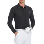 Men's Dark Pattern Jacquard Polo Collar Long Sleeve (Black)