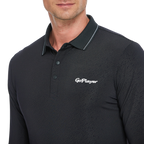 Men's Dark Pattern Jacquard Polo Collar Long Sleeve (Black)