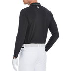 Men's Dark Pattern Jacquard Polo Collar Long Sleeve (Black)