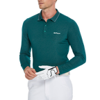 Men's Dark Green Jacquard Polo Collar Long-Sleeve