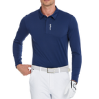 Men's high-density breathable lapel long-sleeved shirt (royal blue)