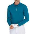 メンズ高密度通気性ラペル長袖シャツ（ダークグリーン）