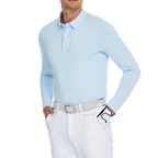 Men's high-density breathable lapel long-sleeved shirt (light blue)