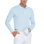 Men's high-density breathable lapel long-sleeved shirt (light blue)