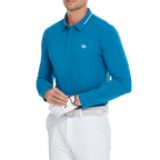 Men's cotton-feel striped long-sleeved shirt with a turn-down collar (dark blue)