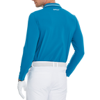 Men's cotton-feel striped long-sleeved shirt with a turn-down collar (dark blue)