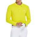 Men's cotton-feel striped long-sleeved shirt with a turn-down collar (yellow)
