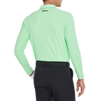 男棉感豎條翻領長袖(果綠)