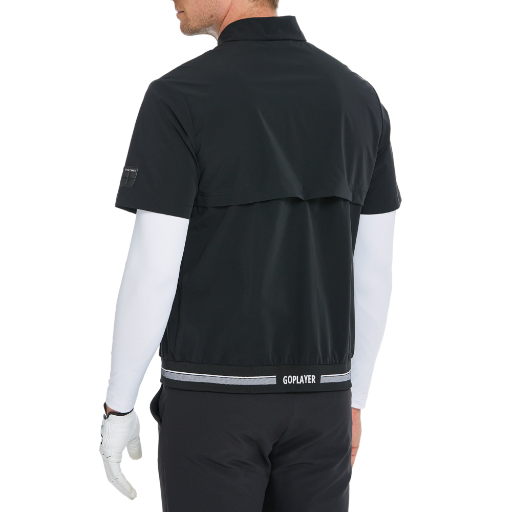 Men's lightweight windproof and water-repellent short-sleeved windbreaker (black)