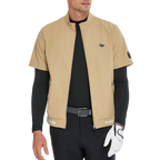 メンズ軽量・防風・撥水加工半袖ウィンドブレーカー（カーキ）