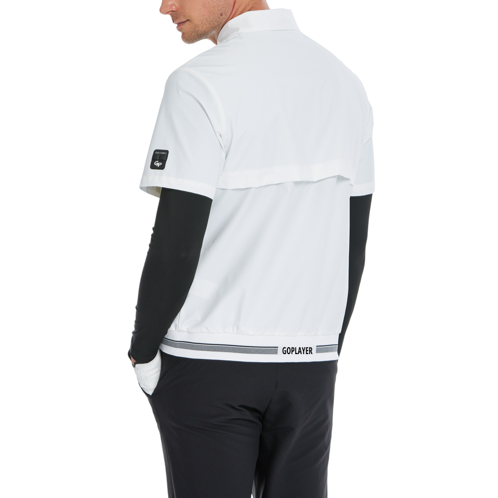 Men's lightweight, windproof, and water-repellent short-sleeved windbreaker (white)